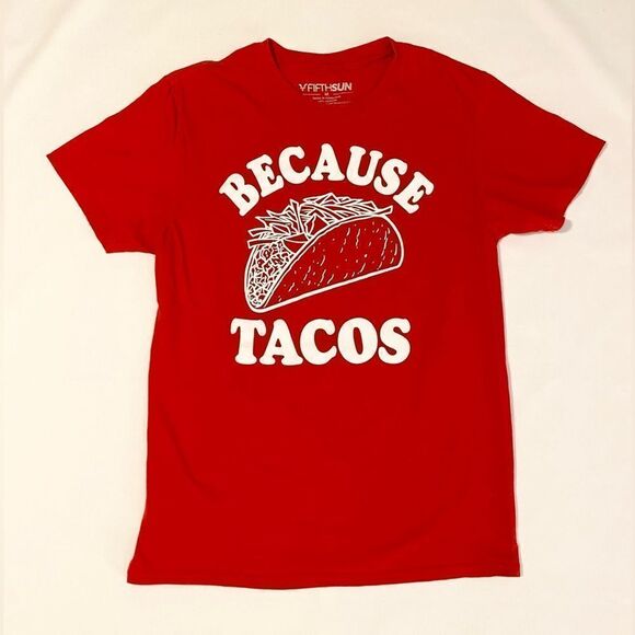 Because Tacos! Red women’s T-shirt size medium. 100% cotton - Picture 4 of 5